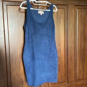 Philosophy Dark Blue Faux Suede Stretch Sleeveless Mini Sheath Dress Size 10